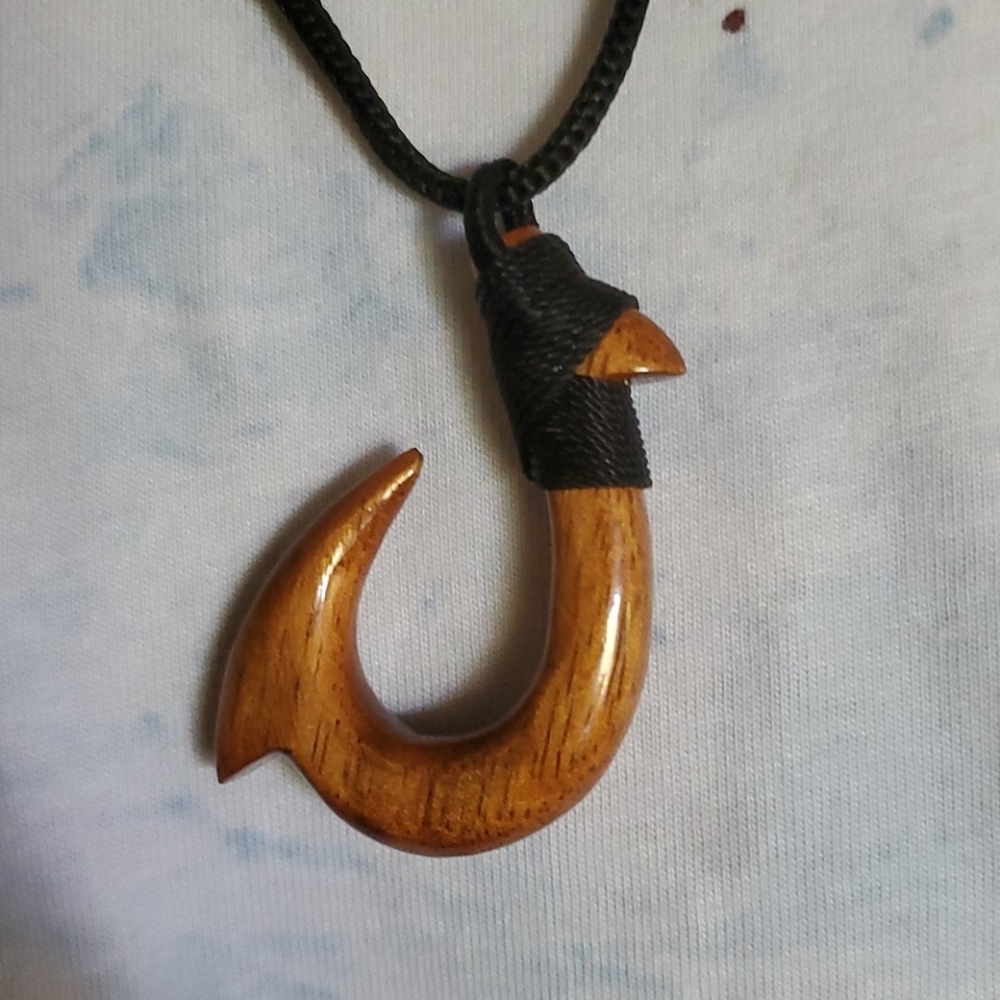 Koa Fish hook necklace